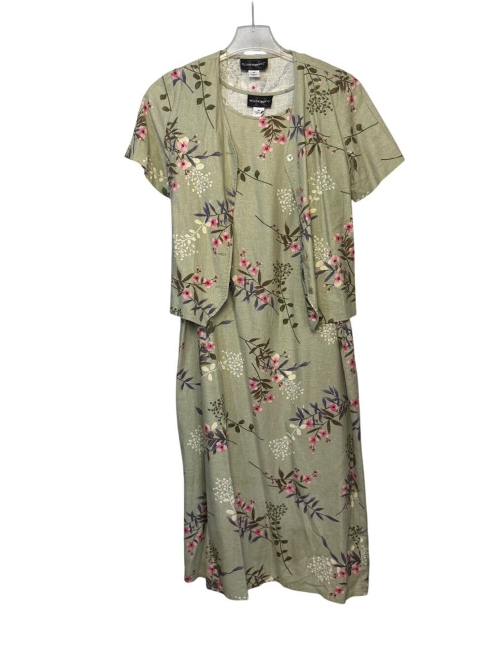Requirements Women’s 3 pc Maxi Dress Light Green Floral Pattern Size M